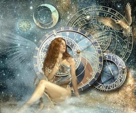 Time - clocks, fantasy, lady, time