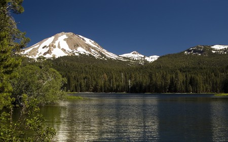 Nice View - nature, lakes, sky, forests, trees, snow, mountains