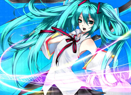 Hatsune Miku - cute, vocaloid, anime, twintails, girl, long hair, sexy, blue eyes, hatsune miku, blue hair