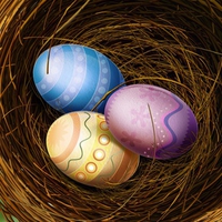 easter eggs in nest.