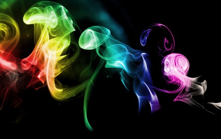 Three - colorful, smoke, rainbow, black