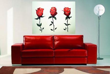 Roses - sofa, red, roses, abstract