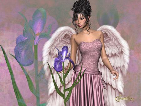 Angel - abstract, fantasy, iris, angel, flower