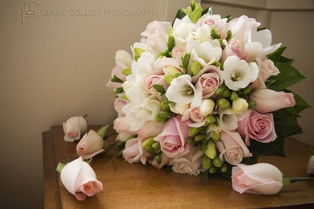 bouquet - white, roses, pink, flowers, rose, flower