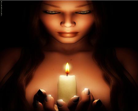 Light in The darkness - candle, girl, gothic, fantasy