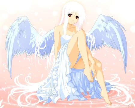 Angel Wings - anime, angel, blue wings