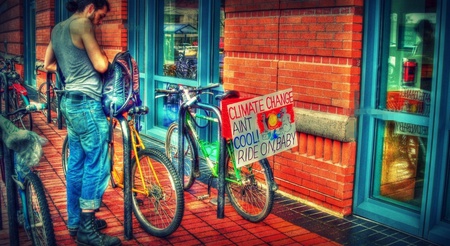 love the earth - bike, environment, red