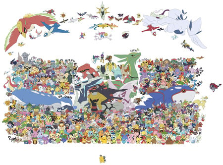 pokemon - monsters, together, cute, sky, gather, children, pokemon, characters, wars, kids, colorful