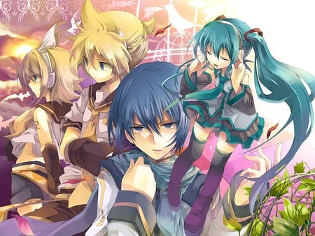 vocaloid - funny, kaito, hatsune, kagamine, pretty, vocaloid, blue, singing, miku, cute