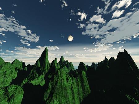 Moon - moon, sky, nature, mountain