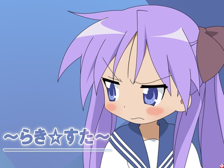 lucky~star - lucky star, star, anime, purple, blue