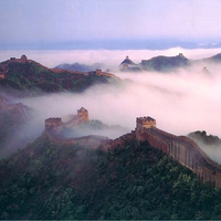 The wall of China in the fog