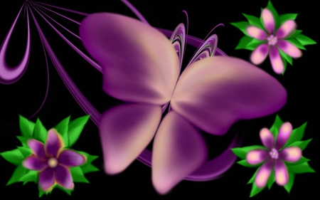 Spring Is Here - spring is here, airbrush, pink, flowers, digital paint, floral bouquet, purple, abstract, paint, burgundy, gold, flower, bouquet, black, green, digital, butterfly