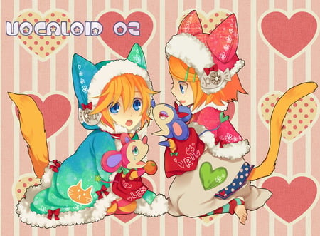 nekoloid - neko, chibi, vokaloid, funny, hearts, pretty, kagamine, cute, costum