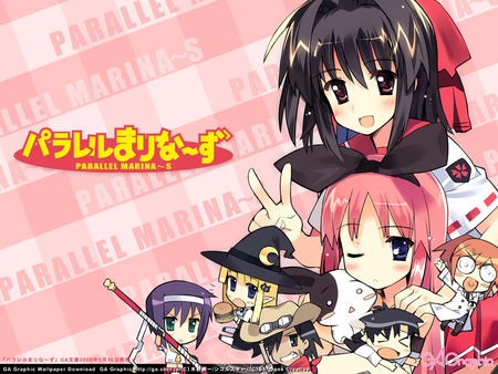 parallel marina - ball, magician, sweet, parallel ball, funny, chibi, cute, ribbon, nice, miko, stripes