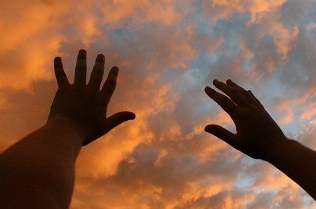 Reaching - hands, sky, clouds, heavens, reaching