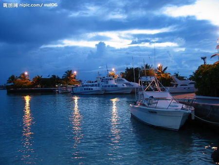 Docked boats - clouds, boats, dust, marina, water, lights, evening, sea