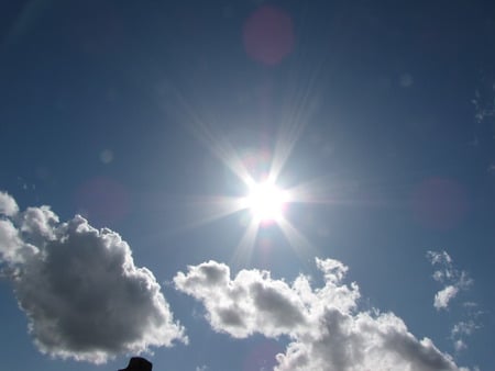 Sun Light - rays, sky, clouds, sun