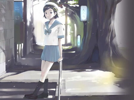 imaginary line - girls, nice, school, japanese, illustration, white, pretty, uniform, streets, cute