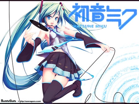 Hatsune Miku - anime, vocaloid, twintails, thighhighs, girl, hatsune miku, long hair, blue hair, cute, sexy, blue eyes