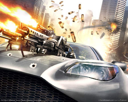 Car Battle - game, attack, brave, running, battlelines, videogame, war, ps3, fast, battle, car, fire, full auto 2, weapon, action, adventure