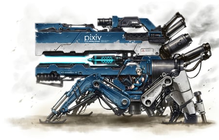 Gaia Gun - white, blue, mecha, girl, gaia gun