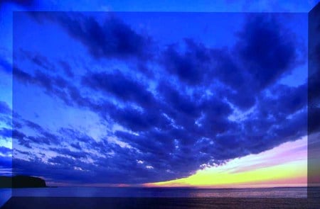 Sapphire pillows - clouds, water, blue, clearing