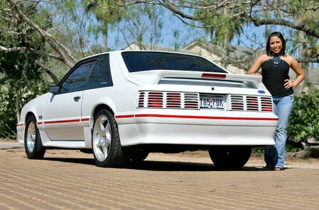 White Mustang-Model - white, ford, model, outdoors