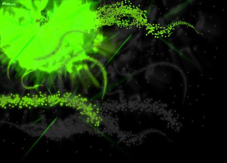 Solar Explosion - explosion, green, mist, bubbles, stars, light, solar