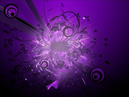 Reality Explosion - explosion, circles, stars, leaves, flowers, black, purple, waves, floral