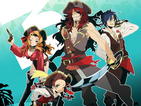 crazy pirates - anime, swords, guns, cool, pirates, funny, green, cute, nice