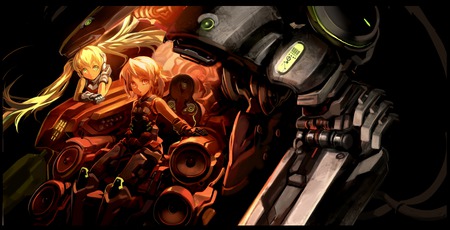 Anime - black, anime, mecha, girl, eadphones, cool