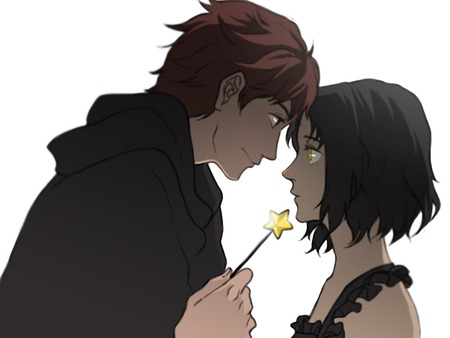 magic - anime, romantic, blush, cool, love, happy, black, white, cute, couples, nice, sexy