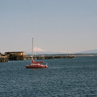 Sailboat in front of Mt. Rainer