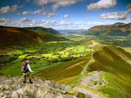 The mountaineer - sky, light, hills, mountain, man