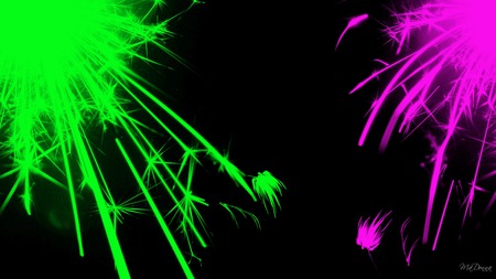 Explosive Corners - explosive, bright, abstract, pink, green, widescreen