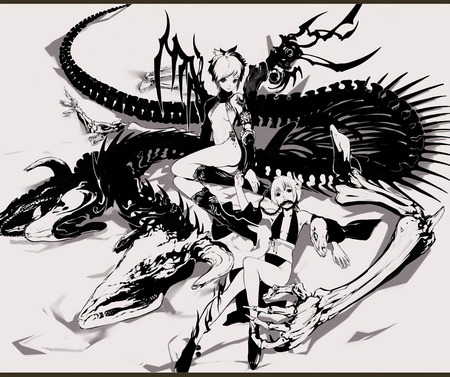 dragon slayer - pretty, brave, beautiful, sharp, scenic, cool, girls, illustration, epic, dragon, bone, cute, nice, sexy, arts, bones