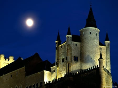 castle moon light - night, castle