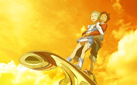 Pacific State - clouds, eureka seven, eureka, sunset, golden, sky, renton