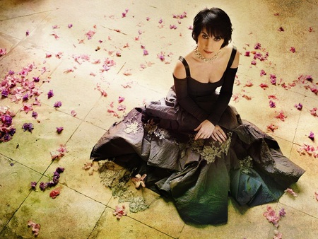 Enya - singer, rose petals, black dress, enya