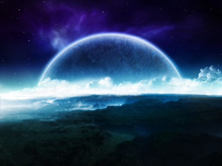 Dream World - clouds, moon, world, purple, green, dream