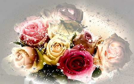 All The Best - beauty, roses, boutique, sparkle, loving, abstract, romantic, caring, flowers