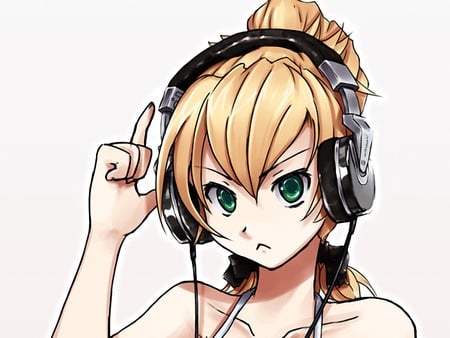 look headphones - pretty, relax, funky, gadget, cool, girls, music, singlet, illustration, drawing, funny, cute, sexy