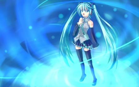 Hatsune Miku - hatsune miku, sexy, girl, twintails, blue eyes, thighhighs, long hair, blue hair, vocaloid, anime, cute