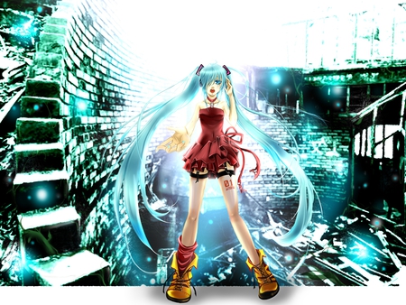 Hatsune Miku - cute, vocaloid, anime, twintails, girl, long hair, sexy, blue eyes, hatsune miku, blue hair