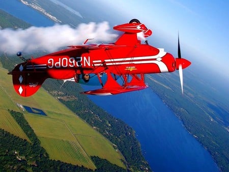 Upside Down - red plane, picture, cool, upside down