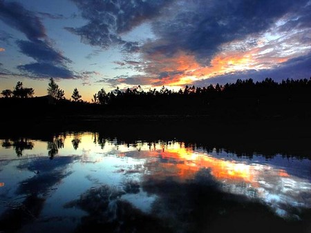 Another day - another gift - sky, lake, clouds, trees, sun