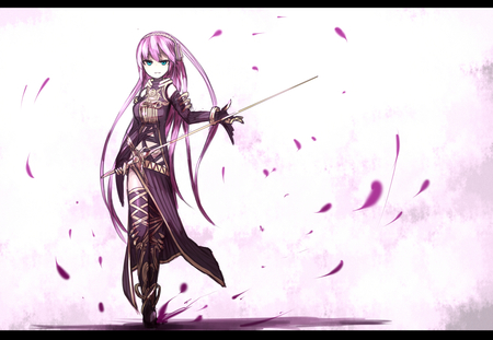 Megurine Luka - sexy, girl, blue eyes, long hair, pink hair, vocaloid, megurine luka, anime, sword, cute