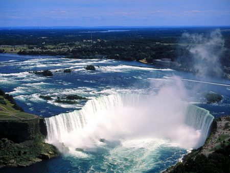 Waterfall - peaceful, blue, beautiful, water, rock, hole, waterfall, mist