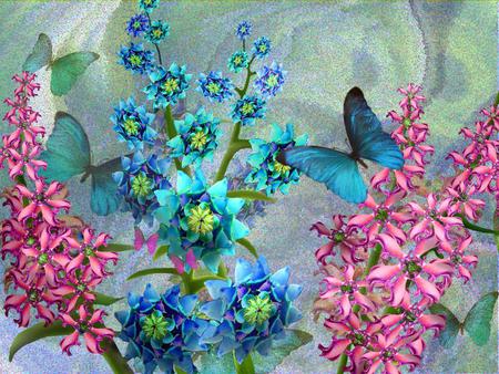 Butterflies - abstract, flowers, butterflies